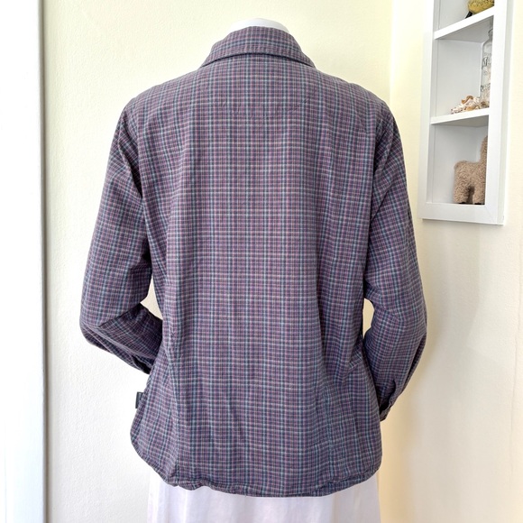 Woolrich purple grey gray pink plaid flannel button front long sleeve shirt - Picture 5 of 16